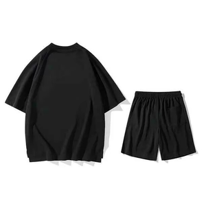 Ensemble de vêtements de sport décontractés pour hommes, vintage, écologiques, à manches courtes, col rond, t-shirt et short, deux pièces, été - Product Image 5