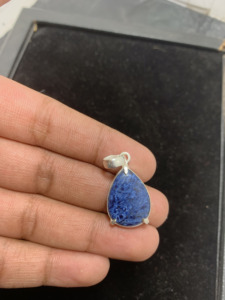 Artisan Handcrafted Blue Pietersite Teardrop Pendant with German <b>Silver</b> Snake <b>Chain</b> Handmade Gemstone <b>Top</b> Quality Best Price - Product Image 2
