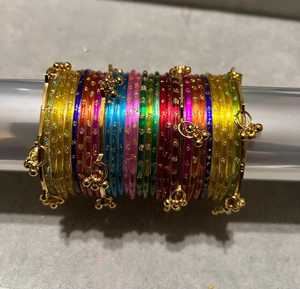 Quality Women's Kashmiri Chudiyan <b>Bangles</b> Beautiful Hanging Custom Made Trendy Silver Plated Wedding Churian Set Custom Colors - Product Image 2