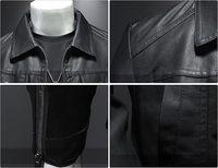 Veste de moto pour homme en cuir véritable écologique, sur mesure OEM, col montant, logo frontal, fermeture éclair, 140g, fabriquée à la main