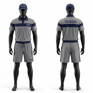 Ensemble polo et short de tennis en polyester et élasthanne 180 GSM de qualité supérieure, avec panneau dégradé turquoise, impression de logo personnalisée - Product Image 3