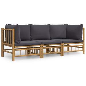 Conjunto Modular de Muebles de Jardín de Bambú Gris Oscuro para Sofás de Exterior - Product Image 2