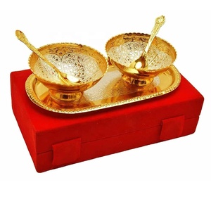Juego de cucharas chapadas en plata de alta calidad con caja roja Frutas secas Postre Tazón para servir Tazón de metal para regalos de boda de Navidad - Product Image 6