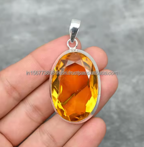 Colgante de citrino natural, de Ley 925 colgante de plata, piedras preciosas curativas, joyería de citrino, regalos para ella, colgante de citrino delicado cortado - Product Image 4