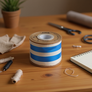 ริบบิ้นผ้าฝ้าย 1 ซม. x 20 ม. ลายก้างปลา สำหรับงานประดิษฐ์ - Product Image 2