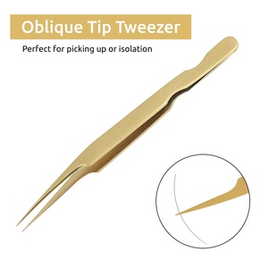 Pince à cils en acier inoxydable en grande quantité avec logo personnalisé pointe en fibre pointue outils de beauté de marque privée - Product Image 3