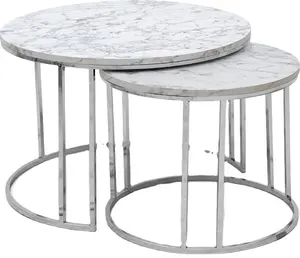 Best Furniture Bedside Coffee Table with Shiny Steel Base Hot Selling Modern Marble Top For Bedroom Customized For Hotelware
