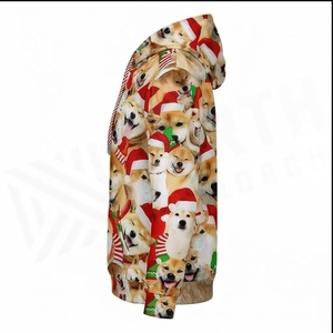 Sudadera con Capucha Navideña para Hombre North Approach, con Estampado de Shiba Inu, Informal, de Invierno, Corte Regular, Tejido de Poliéster - Product Image 3