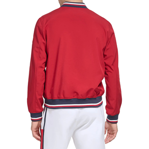 Chaquetas Varsity de Béisbol Personalizadas para Hombre, con Letras Bordadas, Bolsillos Grandes, Mangas de Cuero, Color Rojo - Product Image 5