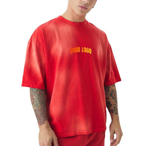 T-shirts pour hommes 100% coton, coupe ample, décontractés, imprimés effet soleil délavé, personnalisables avec logo, vente en gros - Product Image 1