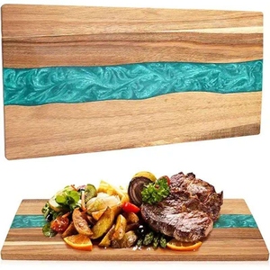 Tabla de Cortar Premium Hecha a Mano de Madera y Resina, Tabla de Cortar de Resina de Grado Alimenticio para Cocina, para Servir Queso, Carne - Product Image 1