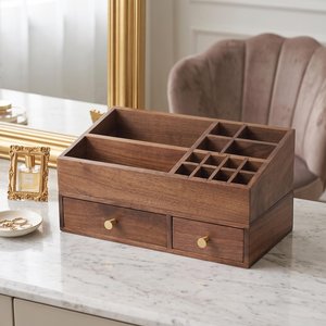 Low Cost Wooden Beauty Organizer <b>Box</b> for Cosmetics, Skincare Products, <b>Makeup</b> Tools and Accessories with Classic Rustic Handmade - Product Image 4