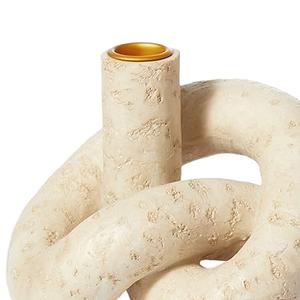 Bougeoirs en résine de travertin en forme de nœud, bougeoirs coniques, décoration en vrac, centre de table de mariage, décoration de salon, cheminée - Product Image 1