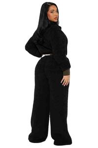 Stitchmode Customizable Women's Tracksuits Cotton <b>Fleece</b> Solid 2 Piece Crop Outfit Women Long Sleeve High Quality Tracksuit - Product Image 4