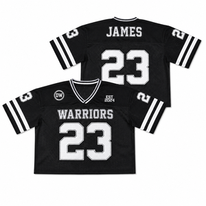 Camiseta Deportiva Negra de Fútbol Americano, Estilo Boxy, Bordada, Personalizada con Nombre y Número del Jugador, Uniforme de Malla, Cuello en V, Twill, Venta al Por Mayor - Product Image 2