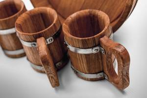 Hot Selling 100% Eco-Friendly Vintage Beer <b>Mug</b> with Wooden Handle Handmade Tankard Dishwasher Safe for Home Hotel Restaurant - Product Image 5