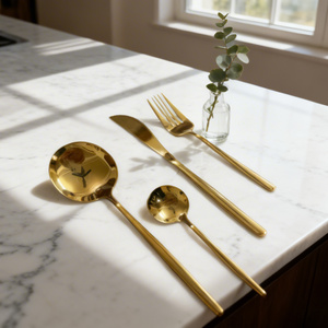 Cubiertos de Plata Personalizados al por Mayor, Juego de Cuchillos, Tenedores y Cucharas de Acero Inoxidable para Hoteles y Restaurantes de Lujo, Diseño Nórdico con Bambú - Product Image 5