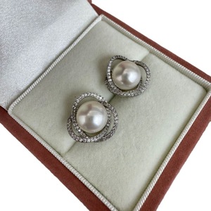 Boucles d'oreilles en perles d'eau douce naturelles de Zhuji, 10-11 mm, argent MS925, Aurora, perles d'eau douce presque parfaites - Product Image 5