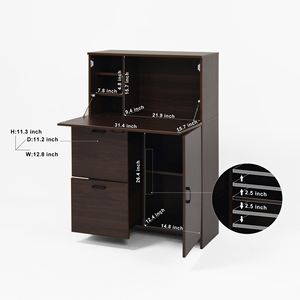 Scrivania per Home Office Salvaspazio con Cassetti e Ripiani, Piano Pieghevole L80cm x P34.5cm - Product Image 3