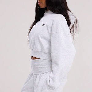 Sudaderas Cortas con Capucha para Mujer, 100% Algodón, Felpa, Hombros Caídos, Estilo Deportivo, Personalizables con Logotipo, Ropa Urbana de Secado Rápido - Product Image 2