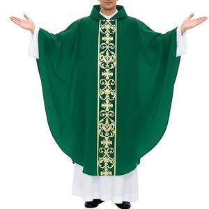 Chasuble professionnelle de haute qualité brodée blanche, vêtements liturgiques personnalisables, service OEM, fabriquée au Pakistan, robe de clergé - Product Image 2