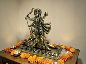 Brass Wax Casting Maa Kali <b>Statue</b> Handmade Hindu Goddess Idol for Home Temple Decor - Product Image 1