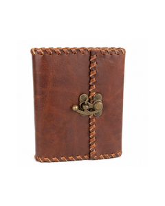 Wholesale Custom Genuine Leather Journal Notebook Antique Brass <b>Lock</b> Whipstitch Edge Diary for OEM Bulk Order - Product Image 1