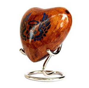 Classic Wooden Heart Shape <b>Memorial</b> Cremation <b>Keepsake</b> Urn Ash Holder Crafted With Fine Artistic Detailing Finish - Product Image 4