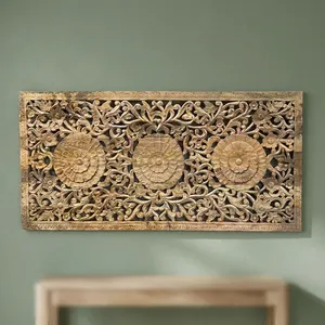 แผงตกแต่งผนังไม้แกะสลักลายดอกไม้ธรรมชาติ สำหรับตกแต่งบ้าน - Product Image 3