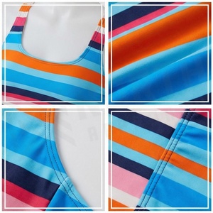 Women's Striped One-Piece Swimsuit Halter Neck High Waist Spandex Polyester Swimwear Regular Fit Stretch Beachwear - Product Image 5