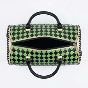 Bolso de Viaje Mini Speedy de Cuero Genuino 100% con Patrón de Diamantes a Cuadros en Verde y Negro, Resistente al Agua, de Lujo, para Mujer - Product Image 3