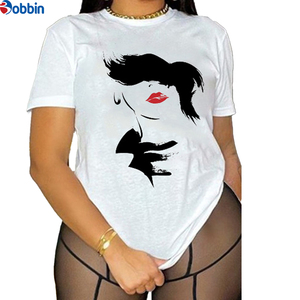 Camiseta Personalizada para Mujer, Moderna, con Estampado Bonito, Blanca, de Manga Corta, Cuello Redondo, Tejida, para Primavera, Verano y Otoño - Product Image 3