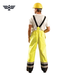 Custom Hi Vis Waterproof Safety Bib <b>Overalls</b> Reflective Rain Dungarees <b>Men's</b> PVC Industrial Workwear High Visibility Bib Pants O - Product Image 2
