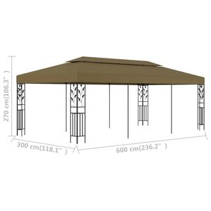 Grande Gazebo Decorativo con Intarsi in Acciaio Verniciato a Polvere Color Tortora, Tettoia e Pergola - Product Image 6