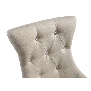 Ensemble de 2 chaises de salle à manger Gabrian, tissu beige bicolore et finition gris recyclé - Product Image 3