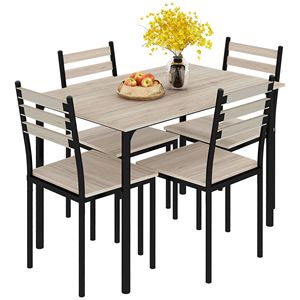 Set sala da pranzo in legno grigio da 5 pezzi per piccoli spazi-tavolo da cucina e sedie - Product Image 1