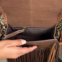 Cheveux sur imprimé Animal daim cuir frange peau de vache croissant sac à main femmes pour la mode vente chaude sac à bandoulière en forme de baril