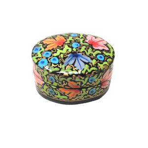 Boîte à bijoux décorative en papier mâché indien, faite à la main, multicolore, avec motifs floraux et feuillage, pour rangement de bijoux, vente en gros - Product Image 4