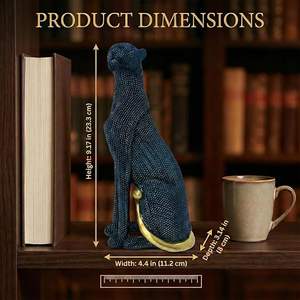 Statue de guépard pour la décoration de la maison, Art déco, figurine de léopard en résine faite à la main avec texture perlée, sculpture de panthère moderne et écologique - Product Image 2