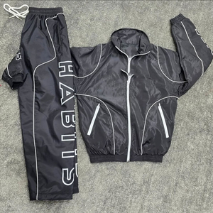 OEM Men Hooded V-neck Solid <b>Tech</b> <b>Wear</b> Reflective Tracksuit Windbreaker <b>Jacket</b> Pants Waterproof Breathable Streetwear Custom 2 1 - Product Image 5