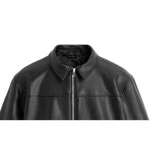 100% Leather Hot Premium Quality Winter <b>Jacket</b> for Men Front Logo Zipper Closure Waterproof Windproof Wool <b>Lined</b> Reversible OEM - Product Image 2