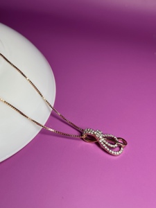 Pendentif en or rose 14 carats pour femme Lilaba Enterprise, diamant taille brillant, bijou de luxe pour usage quotidien, pierre naturelle couleur H, design élégant - Product Image 3