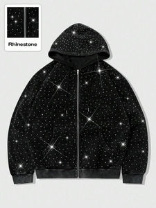 Winter Warm Hooded Sweatshirt Unisex Soft Fleece Hoodie Various Sizes Rhinestone for Streetwear Sports Fitness and Everyday - Product Image 1