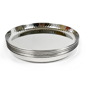 Ensemble de plateaux de service ronds en acier inoxydable martelé de qualité supérieure pour la maison, la cuisine et la salle à manger - Product Image 3