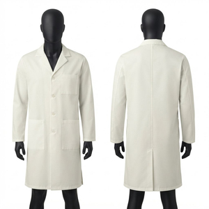 Premium Quality 200 GSM Cotton Blend <b>White</b> <b>Lab</b> <b>Coat</b> Long Sleeve Medical Workwear Custom Embroidery Logo Uniform Supplier - Product Image 1