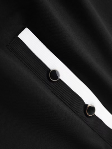 Men's Black Polo Shirt Short Sleeve Heat-Transfer Printed Logo Breathable Casual Knitted Solid Color Front Design - Product Image 4
