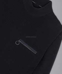 เสื้อสเวตเตอร์ผ้าฝ้ายสำหรับผู้ชาย, เสื้อสเวตเตอร์ผ้าฝ้าย100% น้ำหนักมากแบบสวมหัวแบบลำลองมีซิปสีดำล้วนสำหรับฤดูหนาว - Product Image 2