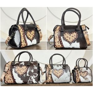 Bolsa de Viaje de Cuero Vacuno Genuino Hecha a Mano, Colección Western Premium, Diseño de Corazón, para Fin de Semana, Unisex - Product Image 1