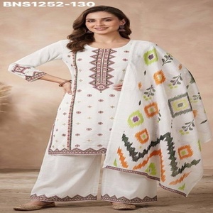 Colección de Salwar-Suit y Dupatta de Chifón con Bordado de Hilo y Rayón de Primera Calidad, Totalmente Cosido, Proveedor Indio - Product Image 1