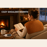 Coussin chauffant électrique de luxe personnalisé en peluche marron 30x60cm avec contrôleur numérique LED, 6 niveaux de chaleur, arrêt automatique de sécurité, chaleur douce
